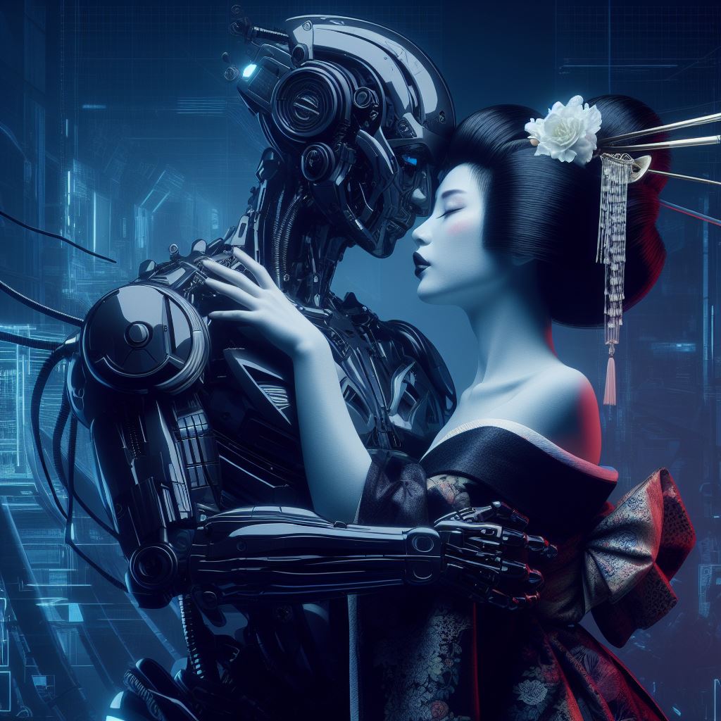 The Robot and the Geisha: Vivian by Dalle3