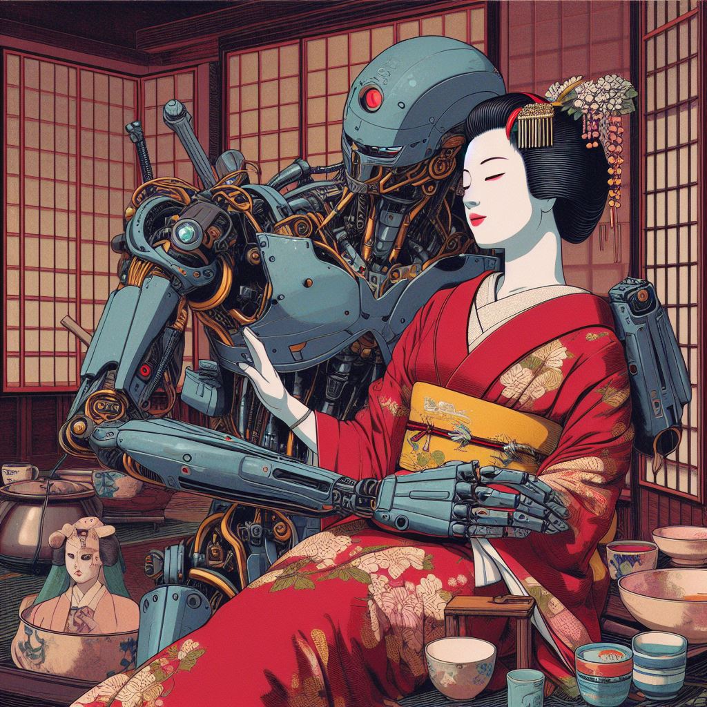 The Robot and the Geisha: Vivian by Dalle3