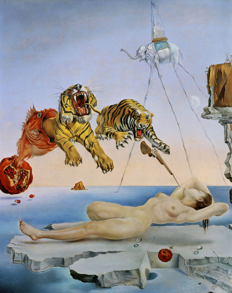 Dream Caused by the Flight of a Bee Around a Pomegranate a Second Before Waking Up：Salvador Dalí